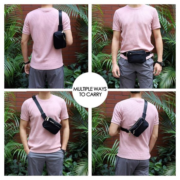 Black Crossbody Fanny Pack, Belt Bag with Adjustable Strap - Picture 8 of 8